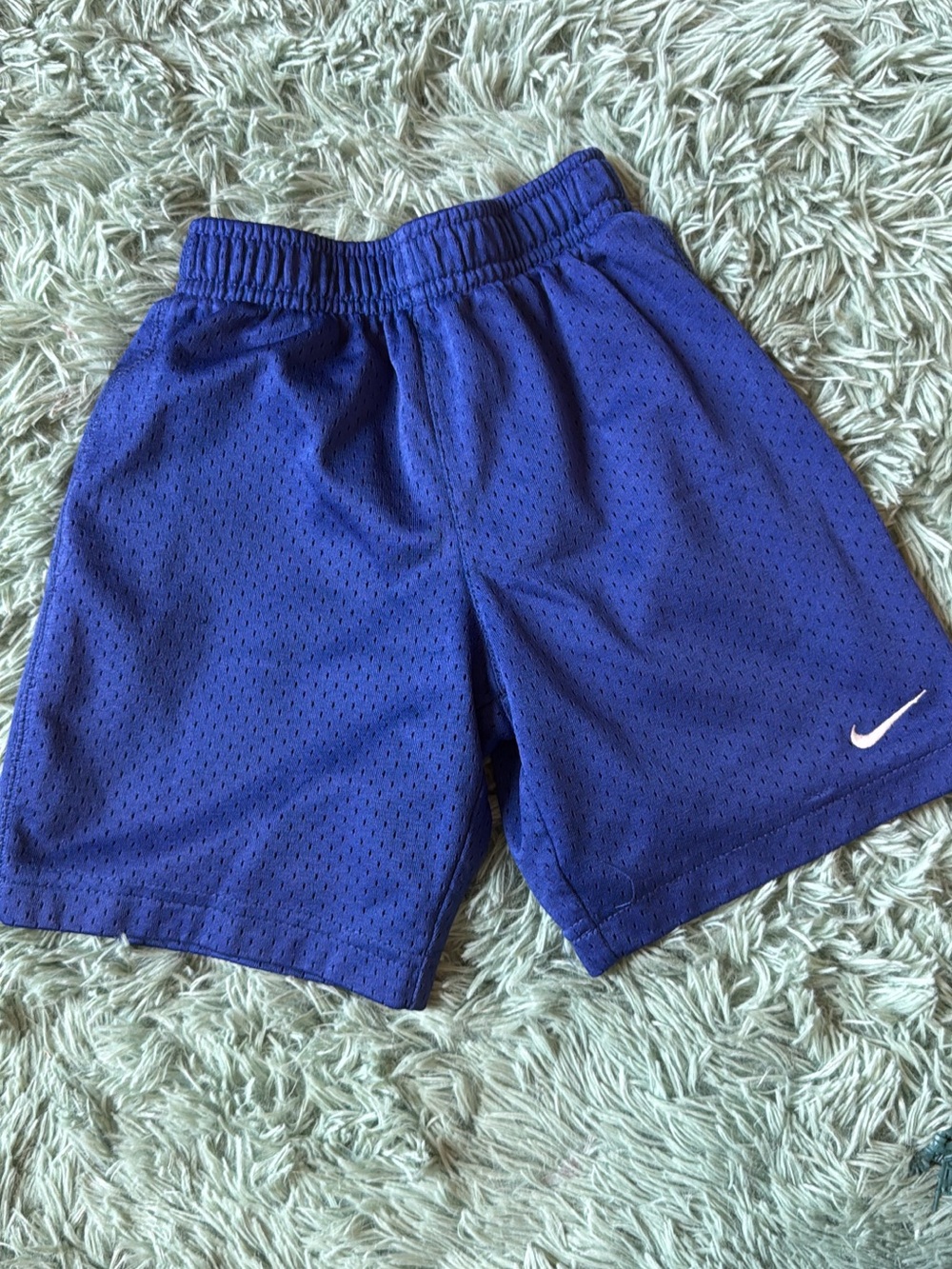 Nike Kids Royal Blue Mesh Athletic Shorts with White Swoosh